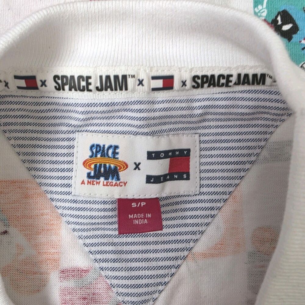 RARE TOMMY JEANS X SPACE JAM 2 CHECKERED PRINT T SHIRT Men Small NWT - Picture 9 of 11